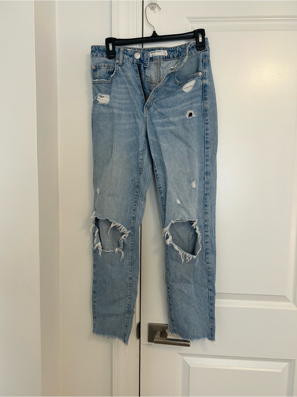 Garage Light Blue Distressed Straight Leg Jeans